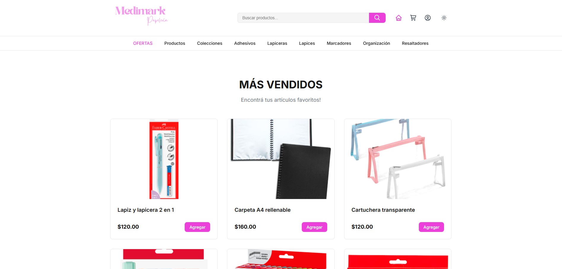 Captura del ecommerce de Medimark